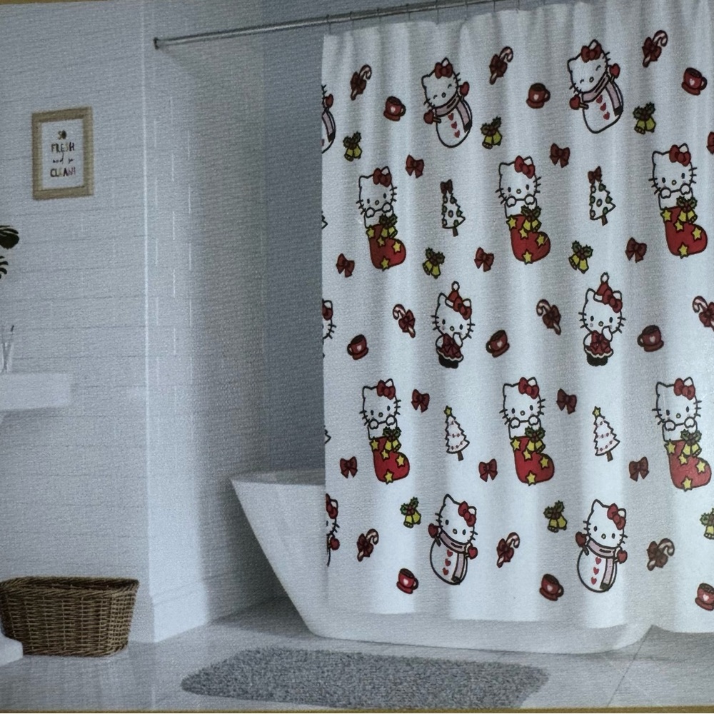 Hello Kitty Christmas Stockings Shower Curtain